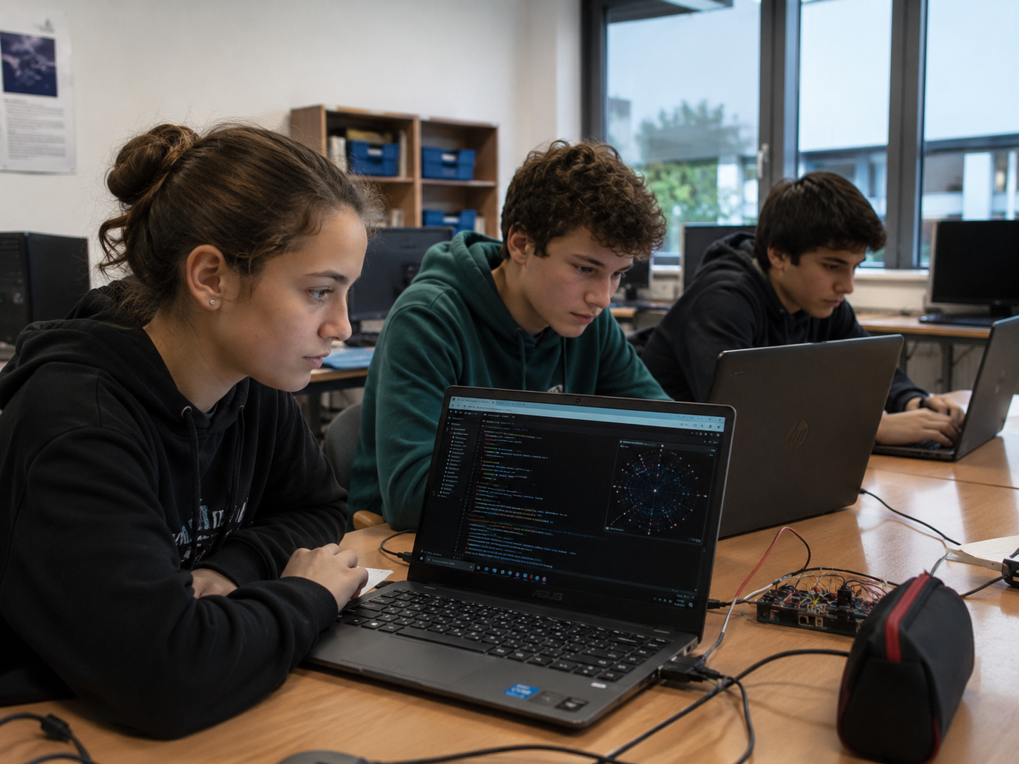Adolescents programmant avec Python et IA