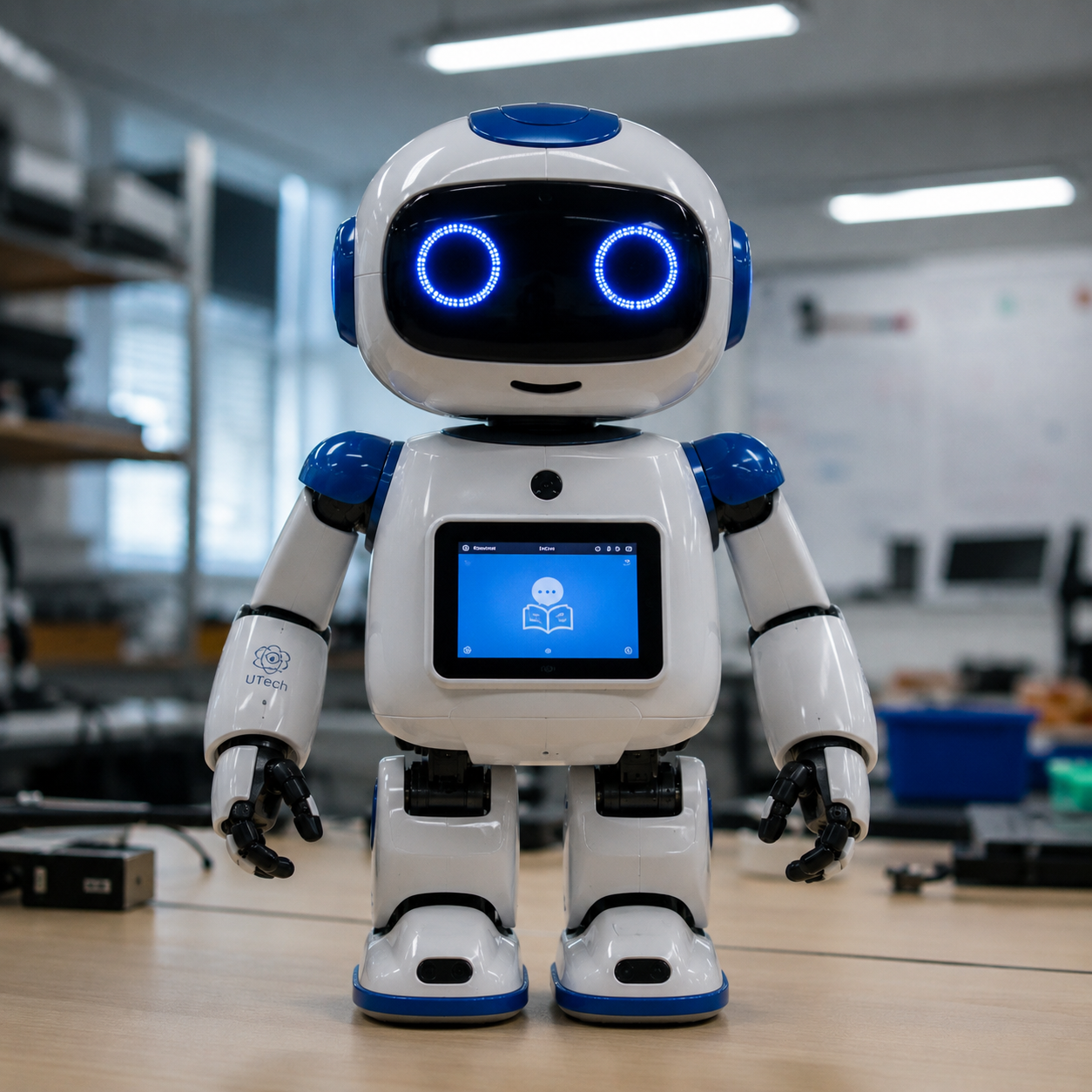 Robot éducatif moderne avec LED bleues